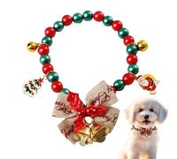 Christmas Dog Collar | Female Puppy Necklace | Collar with Bow Bell and Santa Christmas Tree Snowman Snowflakes Elk Pendant Holiday Accessory for Small Dogs Girl Boy Pets Cat