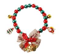 Christmas Dog Collar | Female Puppy Necklace - Collar with Santa Christmas Tree Snowman Snowflakes Elk Pendant and Bow Bell for Holiday Winter Dog Cat Girl Boy Pet