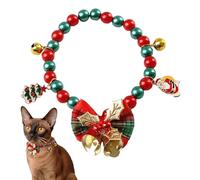Christmas Dog Collar - Kitten Necklace with Bow, Bell, Festive for Winter, Santa, Holiday Tree, Snowman, Snowflake, Elk Pendant, Cute Accessories for Small Dogs and Cats