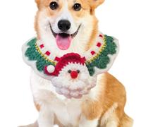 Christmas Dog Collar - Pet Winter Neck Warmer Costume, Dog Holy Collar, Multifunctional Winter Doll Scarf with Pattern, Christmas Dog Accessories for Dogs and Cats (White Green)
