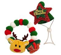 Christmas Dog Collar - Plush Ball Collar for Cats, Elastic Plush Cat Collar - Plush Cat Collar - Elk Scarf Hat, Puppy Costume Collar
