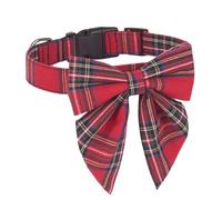 Christmas Dog Collar with Bow, Adjustable Cotton Red Plaid Bowtie Dog Christmas Collars for Large Dogs Pets