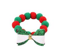 Christmas Dog Collars with Bow Tie,Red Green Dog Christmas Collars,Cute Adjustable Dog Collars,Colorful Hairball Christmas Pets Collars,for Small Medium Large Dogs Pets