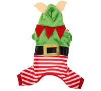 Christmas Dog Costume Elf Outfit for Pets in Winter Flannel M