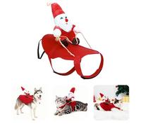 Christmas Dog Costume Pet Santa Claus Riding Costume and Reindeer Antler Headband Christmas Party Dressing up Outfit for Small Medium Large Dogs Cats (S)