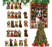 Christmas Dog Count Down Calendar - 2D Flat Reusable Seasonal | 24-Day Count Down to Christmas Dog Decor Calendar - for Family Friends Adults Pet Lovers Tree Window Wall