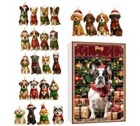 Christmas Dog Count Down Calendar,Reusable Acrylic Flat Keepsake,24-Day Countdown Calendar with Dog Theme Pendants | for Family Friends Adults Pet Lovers Tree Window Wall