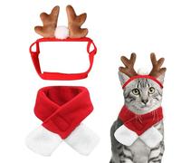 Christmas Dog Hat, Christmas Costume for Cats Dogs with a Scarf, Christmas Hat Cat, Dogs Reindeer Headband, Suitable for Small and Medium Pets (B)