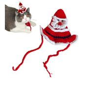 Christmas Dog Hat, Crochet Christmas Hat - Vista Print Soft Fleece Knitted Dog Hat for Christmas, Adjustable Attractive Pet Costume, Handmade Decorative Christmas Hat for Cats, Kittens, Dogs, Puppies,