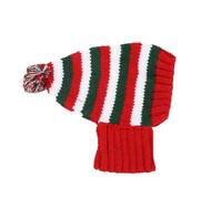 Christmas Dog Hat Knitted Dog Bonnet Head Cover Warm Scarf Ear Protectors Soft Acrylic Pullover Design for Pets, Red Striped, S