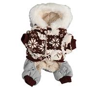 Christmas Dog Hooded Coat Snowflake Elk Winter Jacket Small Medium Dogs (L)