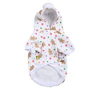 Christmas Dog Hoodie White Background Print Gingerbread Man Warm Cold Weather Jacket Small Large Pets (M)