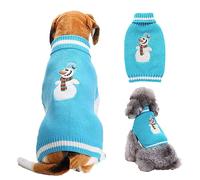 Christmas Dog Jumper Blue Snowman Dog Knitted Jumper Dog Jacket Suitable for Small, Medium and Large Dogs (L)