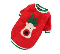 Christmas Dog Jumper, Cute Reindeer Sweater for Small Dogs and Cats, Soft Plush Polyester Winter Clothes, Festive Red and Green Pet Outfit (Red, XXL)