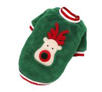 Christmas Dog Jumper, Cute Reindeer Sweater for Small Dogs and Cats, Soft Plush Polyester Winter Clothes, Festive Red and Green Pet Outfit (Green, M)