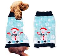 Christmas Dog Jumper Light Blue Snowman M Winter Sweater Coat for All Breeds and Sizes (S to XXL Dogs) Cute Xmas Clothes for Dogs Puppy Outfit