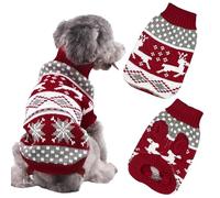 Christmas Dog Jumpers, Winter Warm Dog Jumper Sweater, Soft Warm Outfit Dogs Sweaters, Pet Dogs Christmas Sweater, Cold Weather Knitted Clothes for Cat Small Dogs (Red, M)