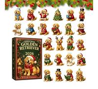 Christmas Dog Ornament Set, 2026 Countdown Calendar For Family | Compact 26 Cm By 18 Cm Calendar, Easy Open Window Create A Daily Family Activity, Dog Pieces Suit Tree And Home Displays