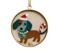Christmas Dog Pendant 2D Acrylic, Dachshund Bulldog Christmas Tree Decoration, Cute Animal Pendant for Car Rear View Mirror, Holiday Party, Window, Door, Party Decoration