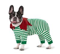 Christmas Dog Recovery Suit,Puppy Dogs Cats Long Sleeve Onesies Bodysuit After Surgery Wound Protective,Dog Surgery Recovery Suit (Green Striped, L)