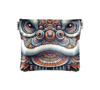 Christmas Dog Red Yellow Coin Purse PU Leather Change Holder Squeeze Pouch Mini Cosmetic Bags, Chinese New Year Culture Theme, Pattern