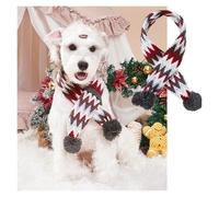 Christmas Dog Scarf | Knitted Elk Pattern & Striped Pet Scarf | Soft Hair Ball Yarn Cat & Dog Bandana | Festive Christmas Pet Supplies & Dog Accessories(D,M 63cm)