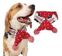 Christmas Dog Scarf | Knitted Elk Pattern & Striped Pet Scarf | Soft Hair Ball Yarn Cat & Dog Bandana | Festive Christmas Pet Supplies & Dog Accessories(B,S 53cm)