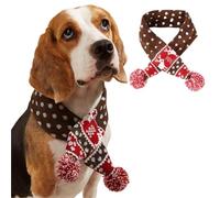 Christmas Dog Scarf | Knitted Elk Pattern & Striped Pet Scarf | Soft Hair Ball Yarn Cat & Dog Bandana | Festive Christmas Pet Supplies & Dog Accessories(C,S 53cm)