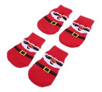 Christmas Dog Socks Antiskid Paw Protectors 4pcs | Polyester Red Wearable PET Foot Protection, Improves Traction, Lovely Style, Suitable for Dogs and Pets