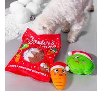Christmas Dog Toy Plush Christmas Dinner in Bag - 3 Squeek toys with Squeakers and Crinkle 5121
