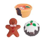 Christmas Dog Toy - Set of 3 Vinyl Toys with Squeakers (Pudding Pie Gingerbread Man 6176)
