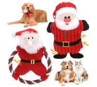 Christmas Dog Toys 2PCS Dog Santa Claus Plush Squeaky Dog Teething Toys for Small and Medium Dog Christmas Toys for Dogs for Dogs Dog Christm