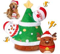 Christmas Dog Toys, Crinkle Christmas Tree & Squeaky Santa Claus, Dog Christmas Plush Puzzle Chew Gifts