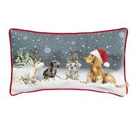 Christmas Dog Velvet Piped Cushion Evans Lichfield Multi 30cm x 50cm