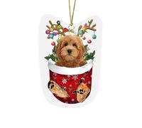 Christmas Dogs Ornament Christmas Acrylic Dog Christmas Stocking Animal Ornament Red in Snow Pocket Christmas Ornament Decorations for Xmas Family Holiday (A, One Size)