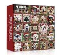 Christmas Dogs Puzzles for Adults 1000 Pieces, Cute Puppy Collage Jigsaw Puzzle with Santa Hats, Snowman, Christmas Tree, Challenging Fun Holiday Xmas Puzzle for Dog Lovers