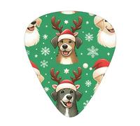 Christmas-Dogs-Santa-Hats 12 Pack Guitar Picks With 3 Thicknesses And Storage Box, Abs Plectrums For Electric Bass Guitar Players