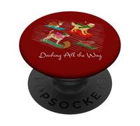Christmas Dogs Sledding Dashing All the Way PopSockets Adhesive PopGrip