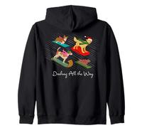 Christmas Dogs Sledding Dashing All the Way Zip Hoodie