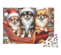 Christmas Dogs SleighJigsaw Puzzle Animal Recycled Board Seniors Brain Training Holiday Activity 1000 Pieces 70x50cm/1000pcs