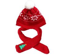 Christmas Doll Clothes 1 Set Knitted Mini Christmas Hat and Scarf Set Multi-Purpose Doll Hat & Scarf for Bear, Wine Bottle, Snowman & More Wooden Train Track Accessories