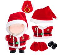 Christmas Doll Clothes for Labubu, Red White Christmas Hat & Knitted Clothes for 17cm/6.7Inch Dolls, Premium Fashion for Outfit with Accessories, Stylish Adorable DIY Dress Up,C01