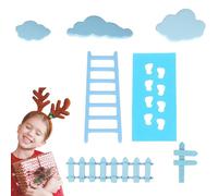 Christmas Doll House Accessories, Christmas Gnome Footprint Shelf Decor, Miniature Gnome Set, Tiny Welcome Mat Fence Ladder, Fairy Tale Education Learning Toy for Fairy Garden Accessories