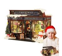 Christmas Doll House Miniatures | Dolls House Tiny Kit | Christmas Miniatures Doll Kit, Wooden Houses, Miniature with Tree & Furniture