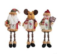 Christmas Doll Ornament Fabric 36x15cm Santa Snowman Reindeer Figures for Children's Room Decor Seasonal Holiday Display Window Sill Decoration