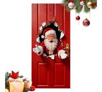 Christmas Door Banner for Christmas, 2D Wall Breakthrough Santa Claus Polyester Background, Santa Door Banner Cover, for Use in Classrooms, Kitchens, Bathrooms, Bedrooms