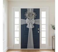 Christmas Door Bow - Christmas Front Door Bow Decoration Full Wrap LED Light - Xmas Baby Shower Wedding Celebration (Silver)