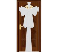 SHATCHI Christmas White 9m Giant Bow Cover-Front Door Xmas Wedding, Baby Shower Outside Home Decor, Organza, Pack of 1
