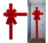 Christmas Door Bows, Large Christmas Bow for Front Door Ribbon Kitchen Decorations Cupboard Red Ribbons Christmas Bows Lace Christmas Tree Bow Holiday Decorations Christmas Front Door Party Supplies