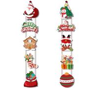 Christmas Door Cover Christmas Banner Christmas Banner Hanging 10 Cards Christmas Door Sign with Santa, Snowman Images Festive Merry Xmas Sign for Home Winter Xmas Party Decor Type 1